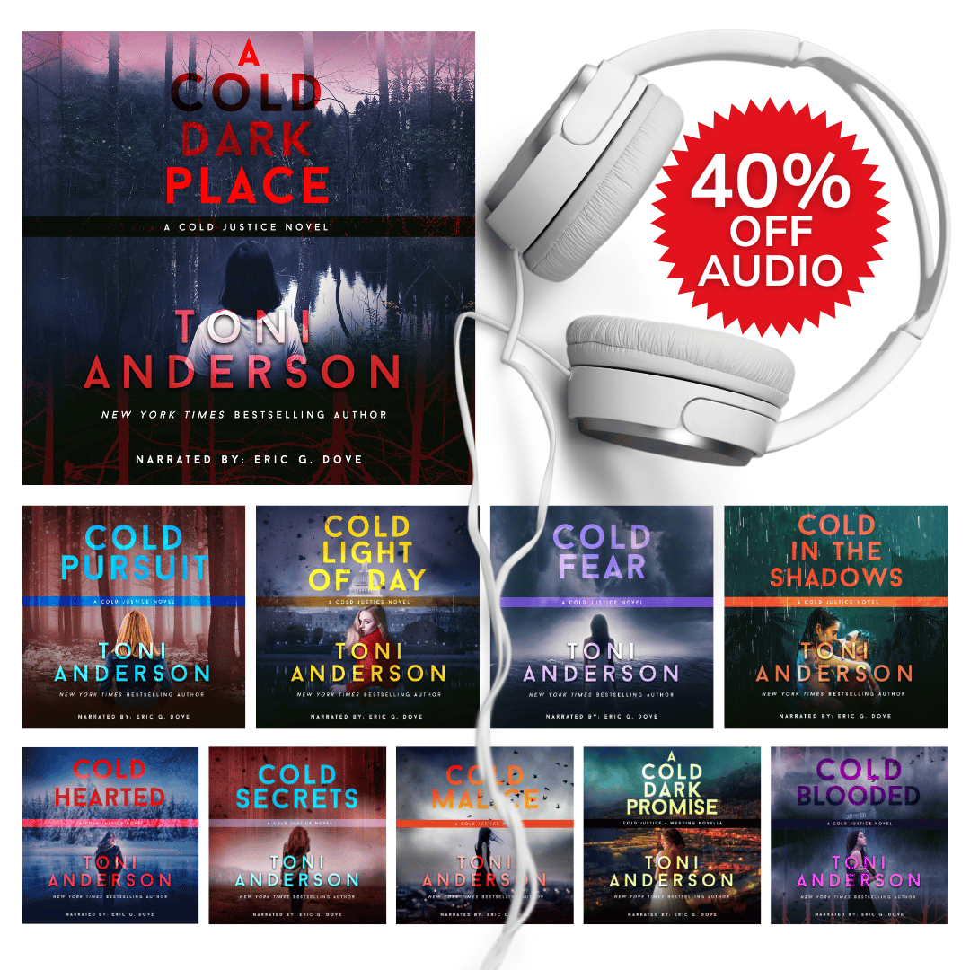 An audiobook bundle of 10 cold justice Romantic Suspense novels by Toni Anderson narrated by Eric G. Dove