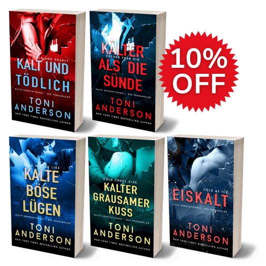 Collection of Toni Anderson's books with promotional text on a transparent background