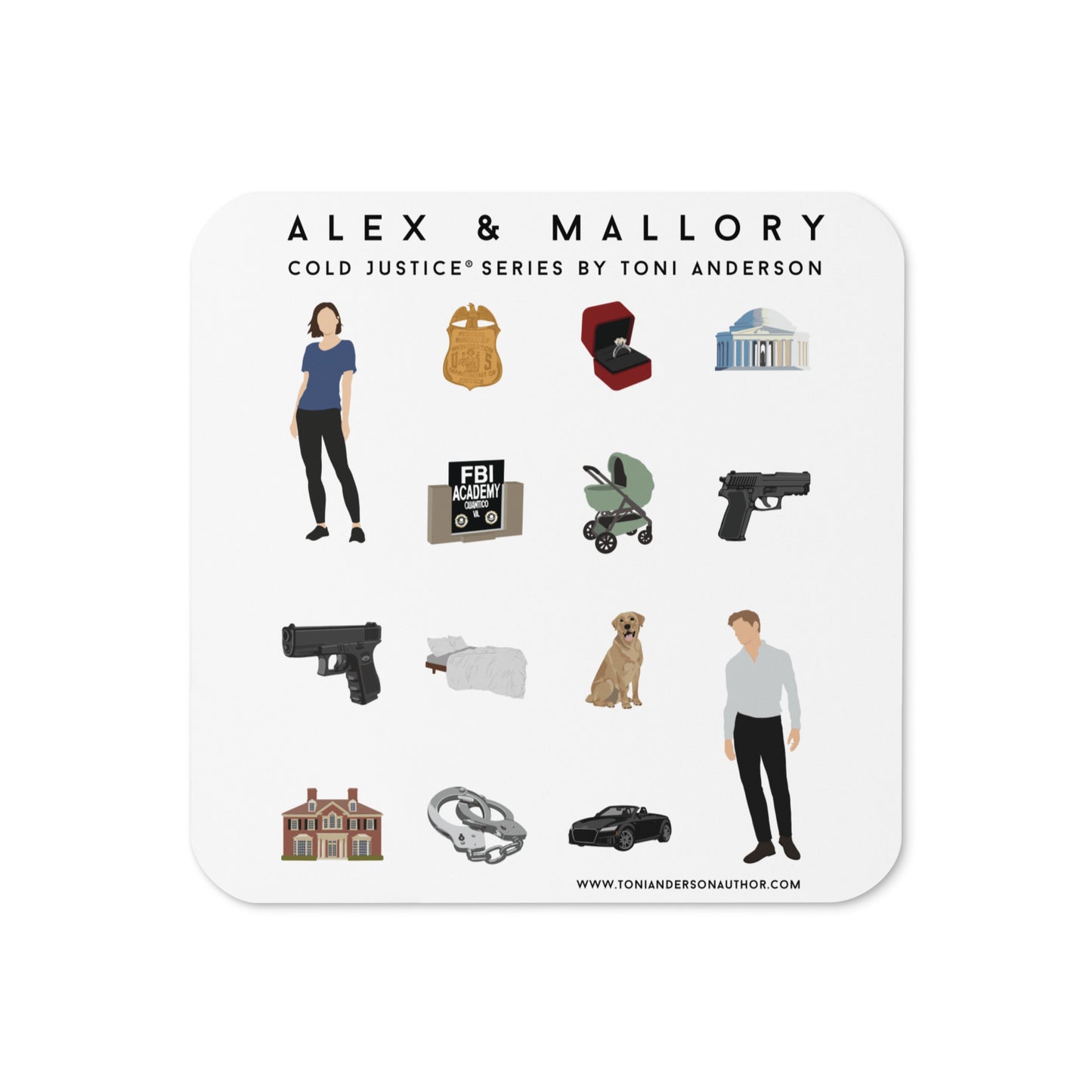 Alex & Mallory Grid - Cork-back coaster